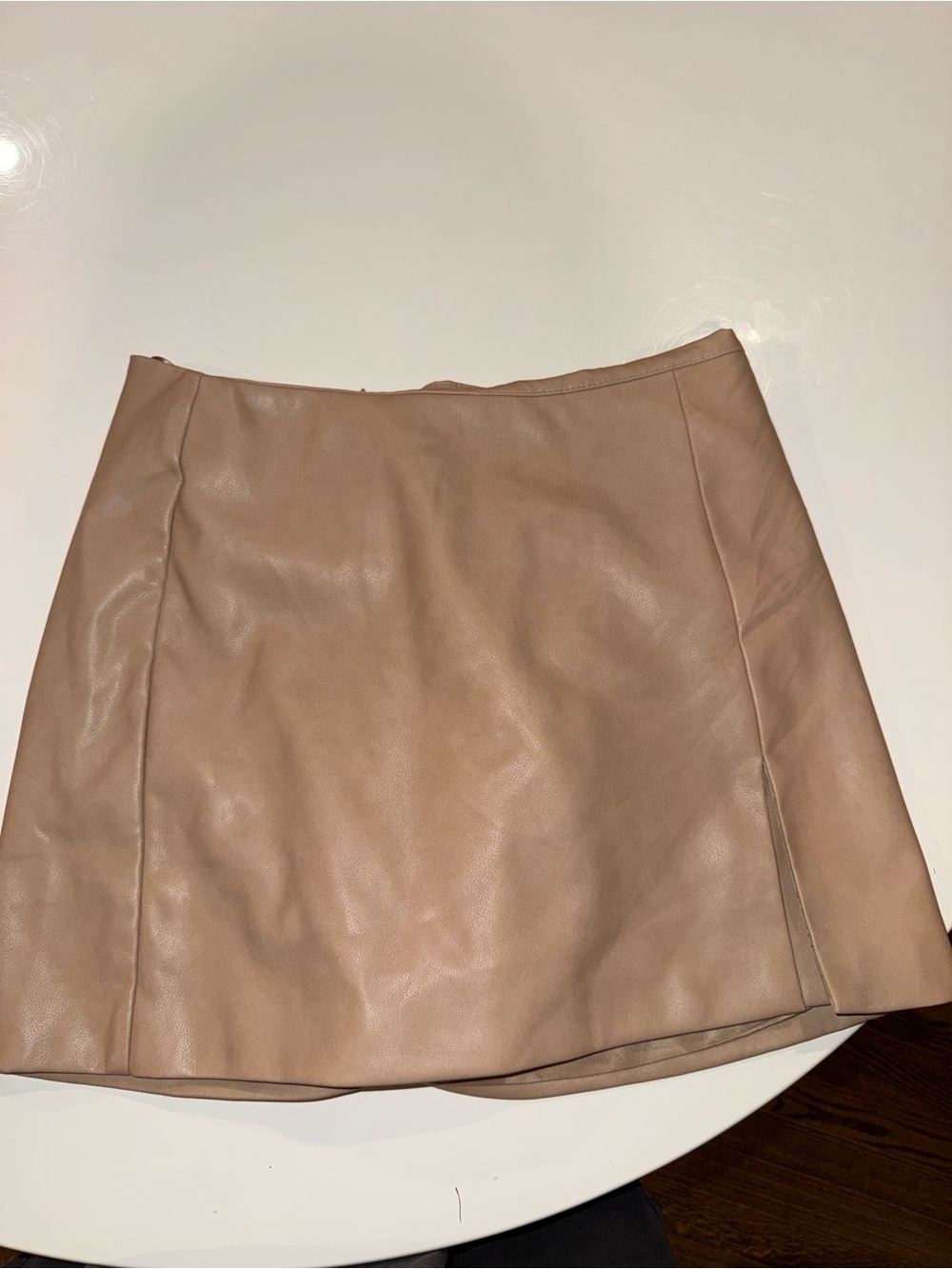 Neutral Taupe Faux Leather Mini Skirt